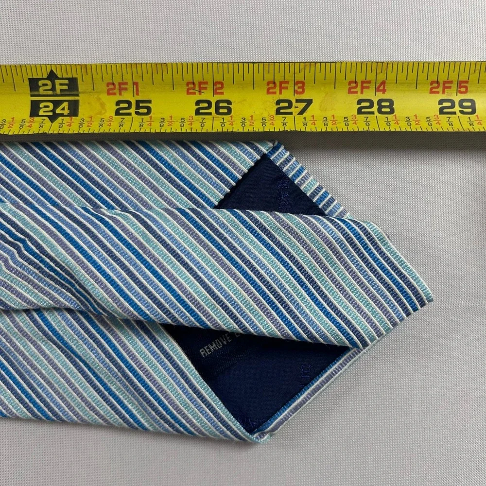 Banana Republic Necktie Mens Blue Striped 100% Silk Cotton Blend Made in Italy